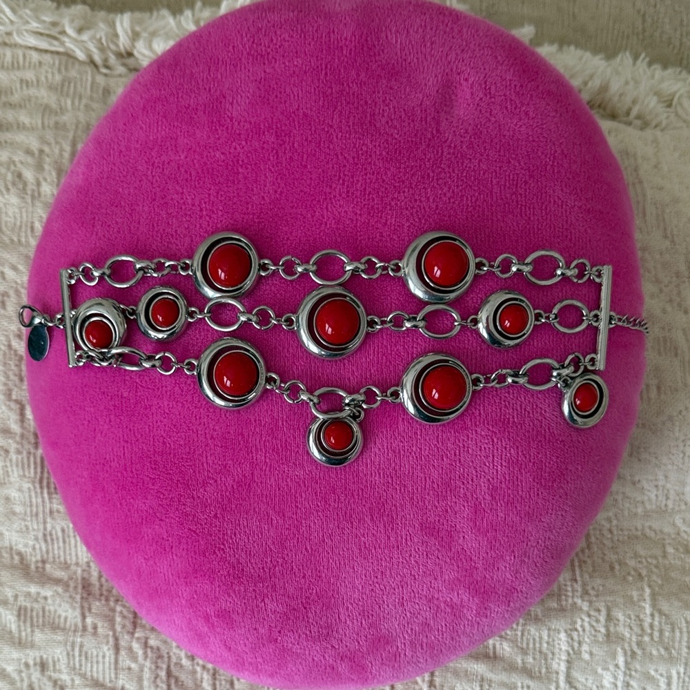 White House Black Market Silver and Red Bracelet